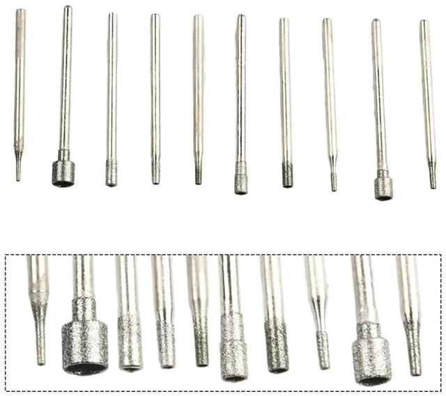 Alt view image 3 of 3 - AJMRTC 10 Pcs Diamond Jade Grinding Burr Set, 0.85mm Diamond Core Drill Bits Rotating Tool Accessories, Precision Polishing Grinding Heads for Jade Gemstone Stone Carving and Engraving Work