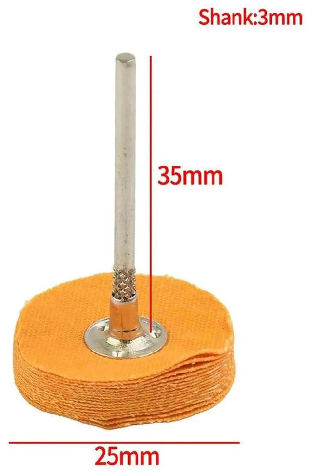 Alt view image 3 of 3 - AJMRTC 10Pcs Buffing Polishing Wheel Set, Yellow Wool & Cotton Cloth Polishing Discs with Shank, Electrical Grinding Tool Replacement Parts for Metal Surface Polishing Rust Removal and Detail Finishin