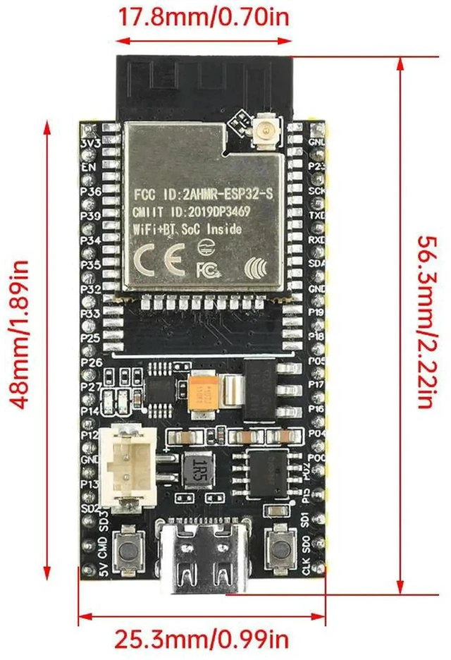 Alt view image 3 of 3 - AJMRTC ESP32S Development Board 240MHz Main Controller Module, 480Mbps CH340X Chip, 2.4G Wireless WiFi Bluetooth Module with IPEX Antenna Port & TypeC Interface for Arduino IoT DIY Electronic Progra