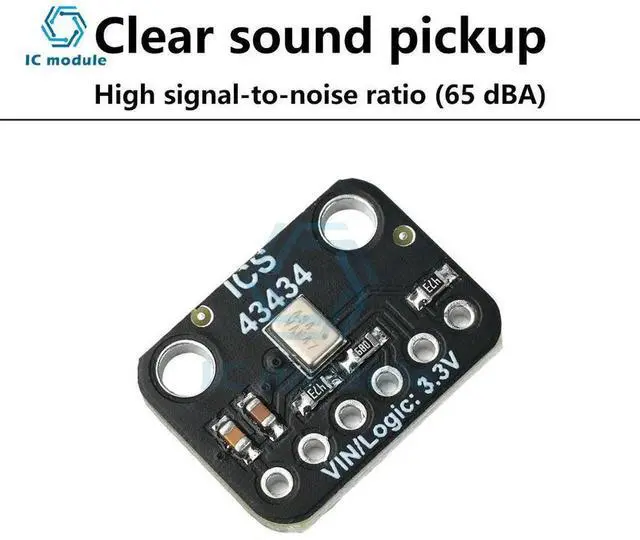 Alt view image 4 of 5 - AJMRTC ICS43434 I2S MEMS Microphone Mini Module, DC 1.5V3.6V LowPower Audio Collecting Board with Builtin LowPass Filter for Voice Acquisition, Embedded Audio DIY and IoT SoundRelated Projects