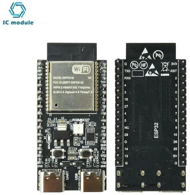 Alt view image 2 of 6 - AJMRTC ESP32C5H4 DualBand WiFi 6 Development Board, RISCV MCU with Bluetooth 5 LE Module, HighPerformance Embedded Controller for Household Smart Home and Industrial IoT Application Projects