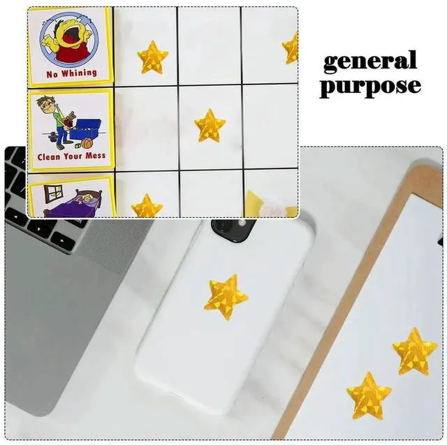 Alt view image 3 of 3 - AJMRTC Versatile Gold Star Reward Stickers, Aluminized Paper Shiny Gold Star Labels, Fun Encouraging Stickers to Inspire Good Behavior for Classroom Home Incentive Chart Reward Projects