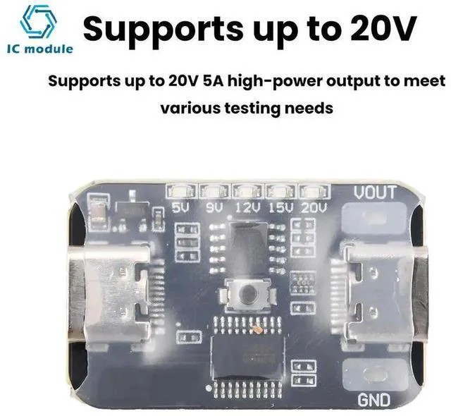Alt view image 2 of 3 - AJMRTC TypeC PD Fast Charging Deception Module, PD2.0 PD3.0 Adjustable Voltage Trigger Board, 5V 9V 12V 15V 20V Output for Power Supply Aging Test Electronic DIY Lab Projects