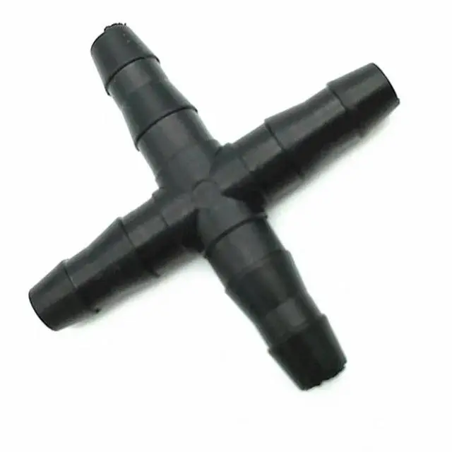 Alt view image 3 of 3 - AJMRTC 20Pcs Barbed Cross Drip Irrigation Hose Fittings, Black Plastic Automatic Garden Water Hose Connector, Bulk 4Way Cross Joint for Drip Line Irrigation System Repair & Connection