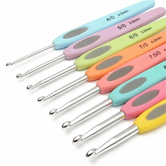 Main image of AJMRTC 8Pcs Knitting Needles & Crochet Hooks Set, 2.56mm Sizes Aluminum Hooks with Comfortable Plastic Handle, Practical HandKnitting Tool Kit for DIY Yarn Craft Sewing Accessories
