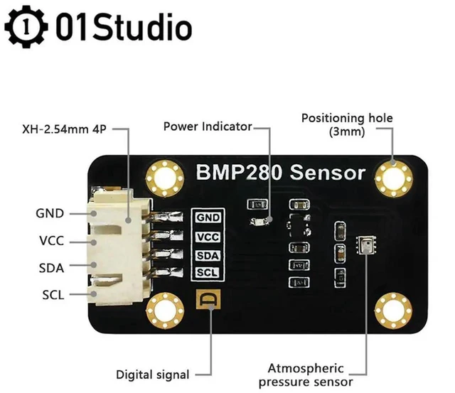Alt view image 3 of 3 - AJMRTC MP280 Atmospheric Pressure Sensor Module, 01Sudio Pressure Detection Sensor I2C Interface 3.3V, Supports PyBoard MicroPython Programming for Electronic DIY Measurement Projects