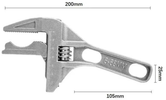 Alt view image 2 of 3 - AJMRTC UnderSink Repair Adjustable Wrench Hand Tool Set, Silver TwoSided Movable Sponge Pipe Repair Tool with Ergonomic Handle for Plumbing Sink Installation and Maintenance Work