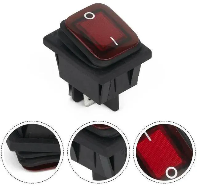 Alt view image 3 of 3 - AJMRTC DPST Waterproof Rocker Switch IP67, 20A Luminous Red Button 30 x 22mm DustProof DPST Rocker Toggle Switch for Electrical Equipment Power Control Replacement Supplies