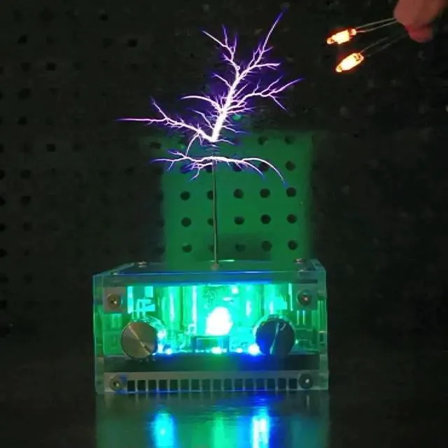 Alt view image 2 of 3 - AJMRTC Mini Tesla Coil with Bluetooth Music Sync, TouchSafe LowVoltage Tesla Coil with Adjustable Arc Length & RGB Light Show, Educational Entertainment Tesla Coil Module for Science Experiment DIY