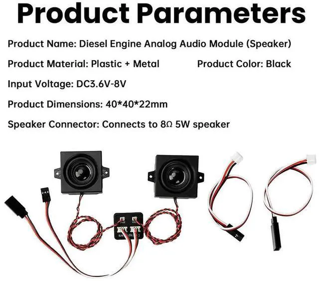 Alt view image 2 of 3 - AJMRTC Plastic 5W Diesel Simulation Speaker DC3.68V HiFi Sound Engine Sound Simulator Module for RC Car Truck Excavator Container Vehicle RC Model Replacement Accessory