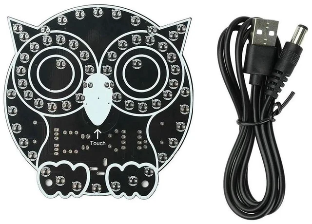 Alt view image 3 of 3 - AJMRTC DIY Soldering Practice Kit Owl LED Touch Night Light USB 5V, 4 Display Modes Touch Dimming Electronic Solder Project Kit, Cute Desktop Ornament for Student Hobbyist STEM Education Assembly Lear