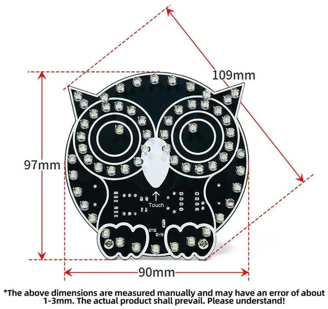 Alt view image 2 of 3 - AJMRTC DIY Soldering Practice Kit Owl LED Touch Night Light USB 5V, 4 Display Modes Touch Dimming Electronic Solder Project Kit, Cute Desktop Ornament for Student Hobbyist STEM Education Assembly Lear