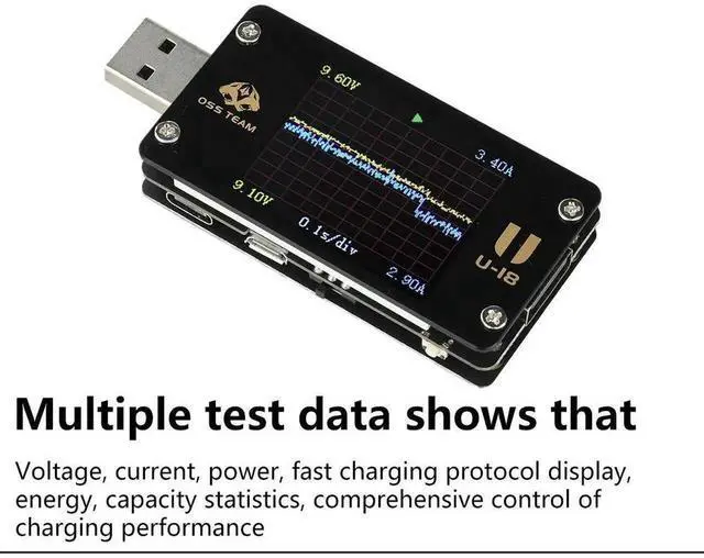 Alt view image 2 of 3 - AJMRTC USBA Current Voltage Meter, Digital Ammeter Voltmeter Tester with Automatic QC PD Fast Charging Protocol Trigger Function, USB Power Detector for Charger Cable Power Bank Load Testing Analysis