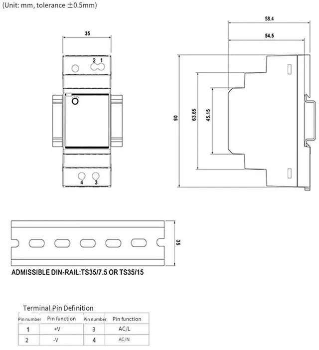 Alt view image 3 of 3 - AJMRTC Ultrathin HDR3024 DIN Rail Mount Switching Power Supply, 30W 24V DC Output Industrial Control Transformer, Compact ThinType DIN Rail Power Converter for Industrial Control Panel Equipment