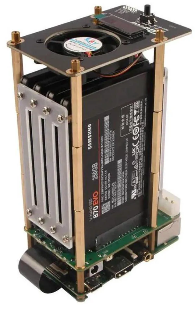 Alt view image 3 of 3 - AJMRTC Penta SATA HAT Top Board, Expansion Accessory Board with OLED Display PWM Fan Header, Designed for Radxa Penta SATA HAT NAS Storage System SingleBoard Computer Project