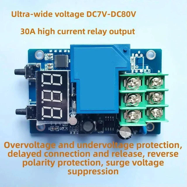 Alt view image 3 of 3 - AJMRTC DC Voltage Monitoring Time Delay Switch, 7V80V Input with 3Digit Red Digital Display, Adjustable Threshold Control Relay Module for DC Circuit Automation Projects