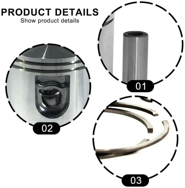 Alt view image 3 of 3 - AJMRTC 56MM Piston Pin Ring Circlip Repair Kit, Replacement Piston Assembly Parts 4224 030 2005 for TS700 TS800, HeavyDuty Engine Rebuild Accessory for Industrial & HeavyDuty Equipment Maintenance