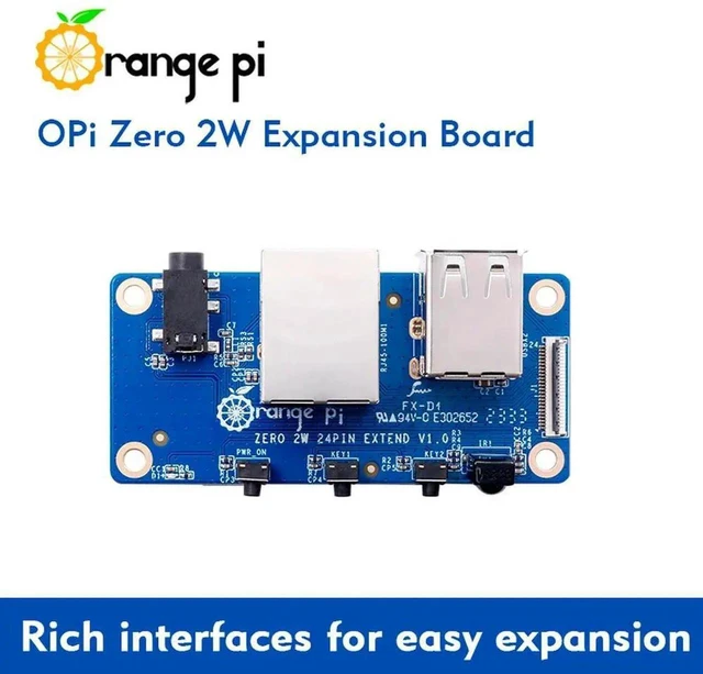 Alt view image 2 of 3 - AJMRTC Expansion Interface Board, 24Pin Connector Breakout Board for Orange Pi Zero 2W Single Board Computer, Adds USB2.0 100M Ethernet IR Audio TVOut for DIY IoT Projects