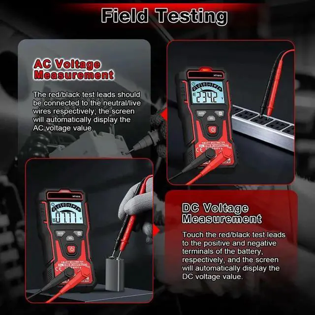 Main image of AJMRTC AutoRanging Digital Multimeter, NCV NonContact Voltage Detection, Measure Resistance up to 40M Capacitance, Handheld MultiTester for Field Service Electrical Maintenance Testing