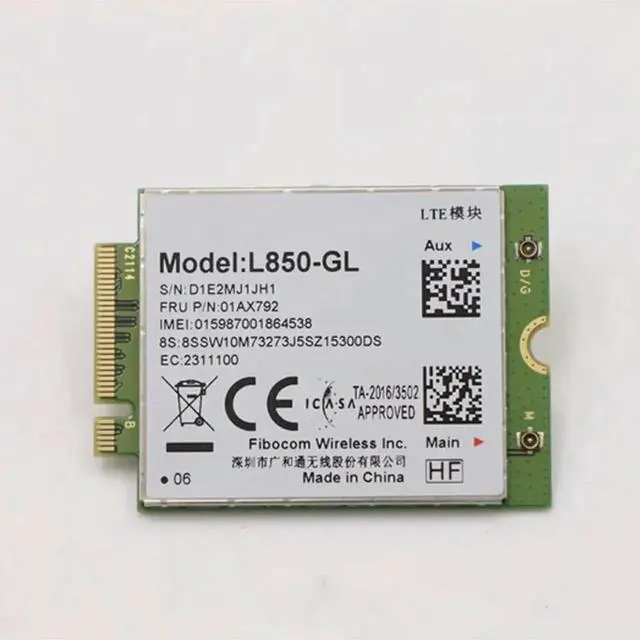 Alt view image 2 of 3 - AJMRTC L850GL NGFF M.2 WWAN Module PN 01AX792, 4G LTE Wireless Communication Card for ThinkPad T580 X280 L580 T480 T480S T490 D33010IGM T14 Gen1, 100% PreTested Laptop Spare Part