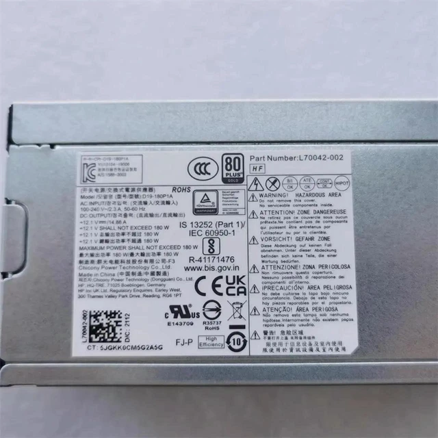 Alt view image 2 of 3 - AJMRTC 180W Desktop Power Supply PN L70042002 L70042004 D19180P1A PCK017, Replacement PSU for HP 280 Pro G3 MT MicroTower Desktop PC, 100% PreTested Office Computer Repair Spare Unit