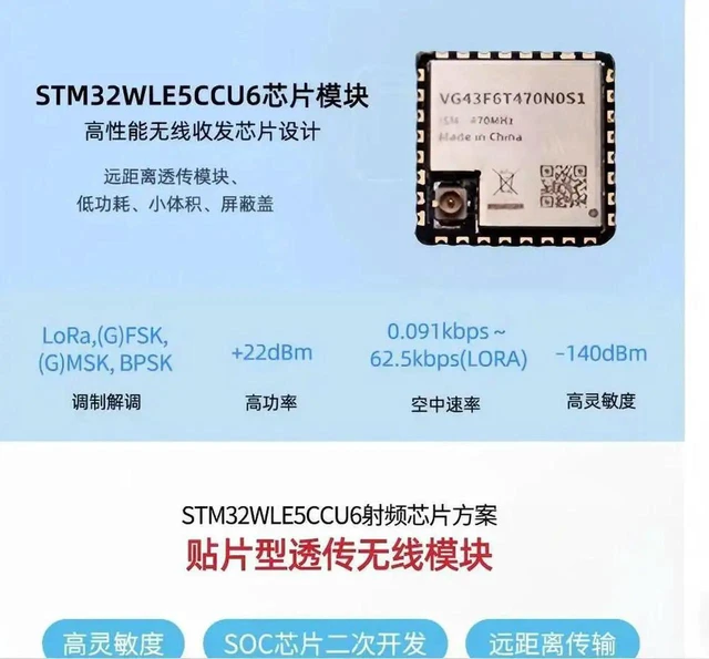 Alt view image 3 of 3 - AJMRTC LoRaWAN Node Module STM32WLE5CCU6, LowPower LongRange SX1262 RF Wireless Communication Module for Smart Meter, Supply Chain Logistics, Building Automation IoT Embedded Application