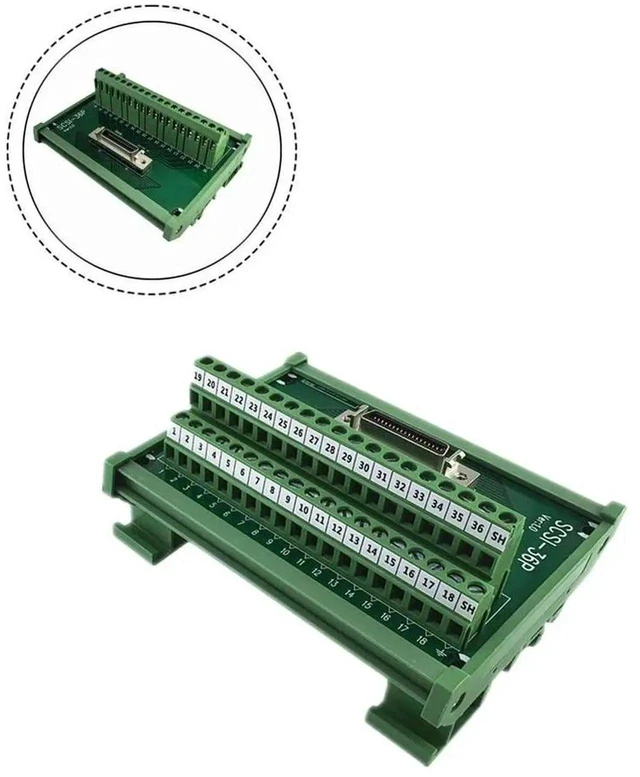 Alt view image 2 of 3 - AJMRTC SCSI36PCNF 36Pin DIN Rail Mount Terminal Block, Green Industrial Wiring Connector with Copper Contacts & Nylon Insulator, 110 x 87mm Terminal Block for Control Cabinet Circuit Wiring Proje