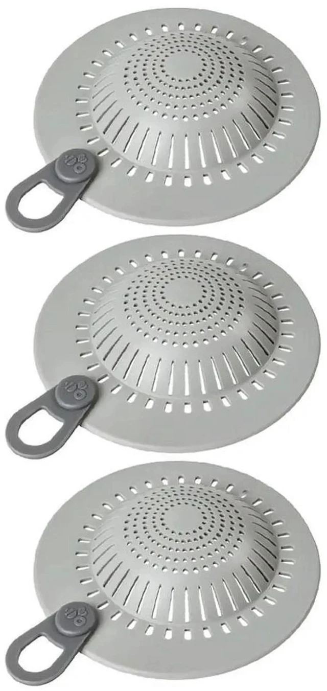 Main image of AJMRTC 3 PCS Silicone Shower Drain Strainers, Dual Filtration AntiSlip Hair Catcher Drain Cover, Reusable Drain Filter Strainer for Bathroom Bathtub Sink Trap Hair Food Debris Clog Prevention