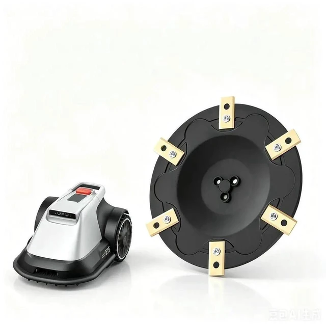 Main image of AJMRTC Robotic Lawnmower Cutting Disc Assembly, 6Piece TitaniumCoated Blade Kit Replacement Disc, Fits Eufy E15 E18 & TerraMow V600 V1000 S800 S1200 Robot Mower, Stable Cutting Rotor Disc for Lawn