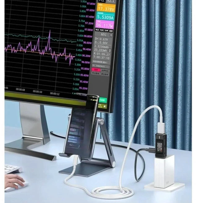 Alt view image 6 of 6 - AJMRTC Digital USB Voltage Current Meter 8A 120W Fast Charging Tester, USB Power Monitor with Ripple Analysis RealTime Power Reading for QC2.0 QC3.0 USBA Charger Power Bank Testing