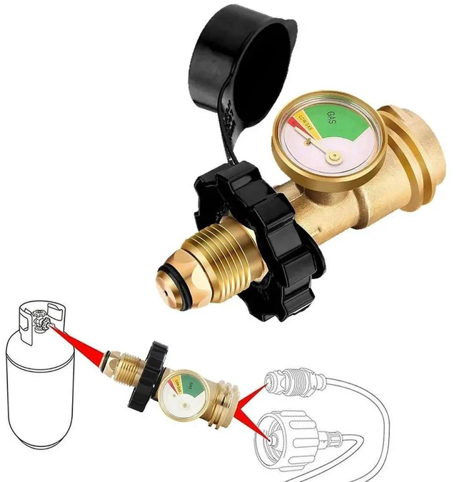 Alt view image 3 of 3 - AJMRTC POL Converter Gas Adapter with Integrated Pressure Gauge, QuickConnect Fitting Pressure Gauge Adapter for Outdoor Grilling Propane Gas Grill, Portable Gas Line Pressure Monitoring Connector