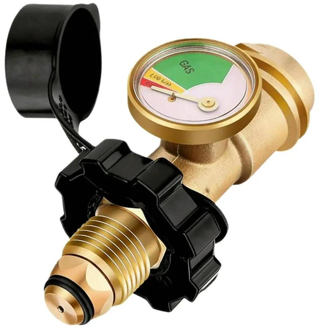 Alt view image 2 of 3 - AJMRTC POL Converter Gas Adapter with Integrated Pressure Gauge, QuickConnect Fitting Pressure Gauge Adapter for Outdoor Grilling Propane Gas Grill, Portable Gas Line Pressure Monitoring Connector