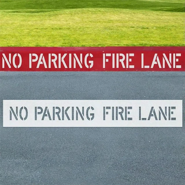 Alt view image 2 of 3 - AJMRTC No Parking Fire Lane Stencil, Foldable Reusable Pavement Marking Template for Asphalt, Concrete Surfaces, Durable Stencil for Parking Lot Road Safety Warning Marking Projects