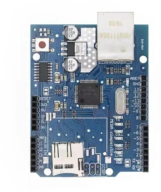 Main image of AJMRTC W5100 Ethernet Network Expansion Board Module with SD Card Socket, TCP/IP Hardware Controller Network Shield for MCU Embedded Development, Data Storage & Network Communication DIY Project