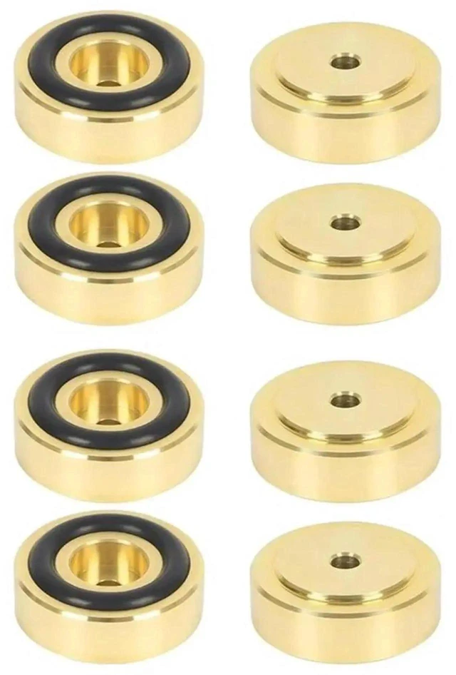 Alt view image 3 of 3 - AJMRTC 8Pcs Brass Chopping Board Feet with NonSlip Rubber Pads, AntiSlide Mounting Foot Accessories for Kitchen Cutting Boards, Worktops and Multiple Flat Tabletop Surface Items