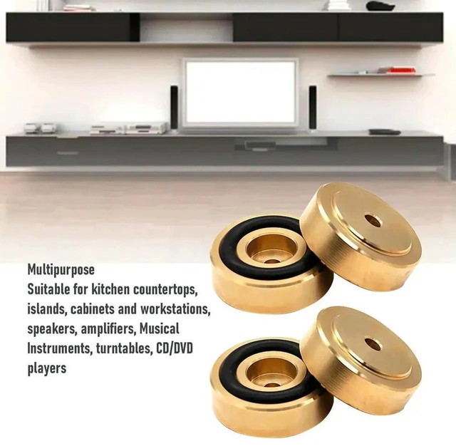 Alt view image 2 of 3 - AJMRTC 8Pcs Brass Chopping Board Feet with NonSlip Rubber Pads, AntiSlide Mounting Foot Accessories for Kitchen Cutting Boards, Worktops and Multiple Flat Tabletop Surface Items