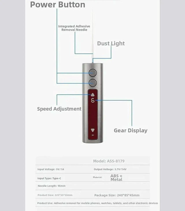 Alt view image 5 of 6 - AJMRTC ASS 817 Phone Screen Removal Machine, LED Illumination for Dust Detection, Pure Copper Motor, Ergonomic Grip with 95mm Needle for Smartphone LCD Screen Disassembly Repair Tool