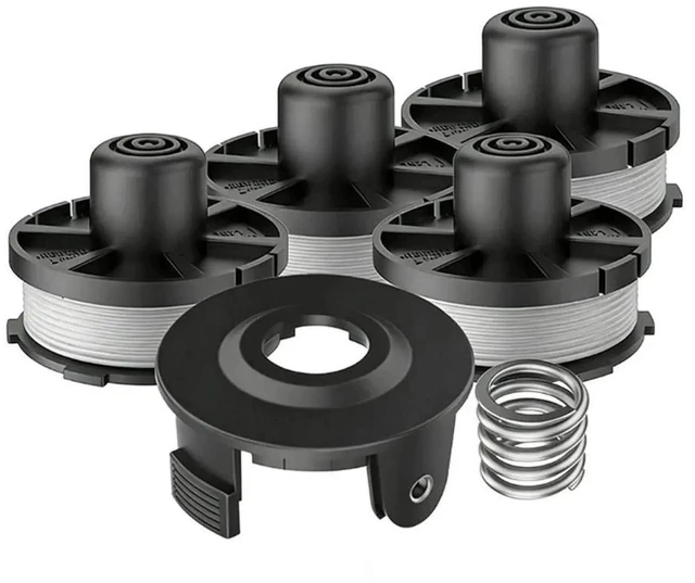 Main image of AJMRTC TapandGo Replacement Trimmer Spool Set, 4 Spools with 1 Cover & Spring, Replaces 1958581 1961469 for Makita Cordless String Grass Trimmer Garden Lawn Mowing Accessory