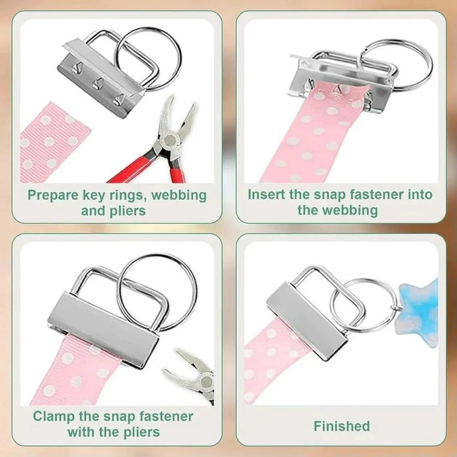 Alt view image 3 of 3 - AJMRTC DIY Craft Kit with 50Pcs Iron Snap Fastener Keychains & Pliers, HandMake Accessory Set for Lanyard Bracelet Making, DIY Jewelry Key Chain Construction Repair Supplies