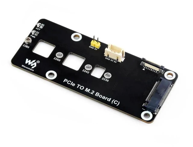 Main image of AJMRTC PCIe to M.2 Adapter Board (C) for Raspberry Pi 5, MKey NVMe M.2 SSD Expansion HAT, HighSpeed Read Write Storage Adapter, Supports NVMe SSD Boot for Pi 5 Maker DIY Projects