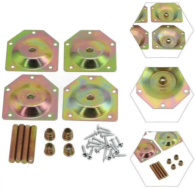 Alt view image 2 of 3 - AJMRTC Set of 4 Galvanized Iron Angled Wood Leg Fixing Plate Brackets with Mounting Screws, HeavyDuty Angle Connector Brackets for Furniture Legs, Stable LongLasting Joint Connection Hardware for