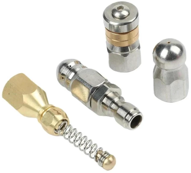 Main image of AJMRTC 14Inch QuickConnect Pipe Cleaning Nozzle Kit, Stainless Steel Sewer Jetting Nozzles with Tape & Full Accessories, Pressure Washer Attachment for Drain and Sewer Pipe Clog Removal Jobs