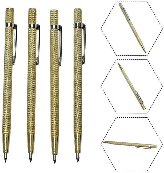 Alt view image 2 of 3 - AJMRTC 4Pcs Carbide Diamond Glass Cutting Tool Pen, 150mm / 6 Inch Tile Glass Lettering Engraving Pen, HeavyDuty Hard Material Scribing Cutter for Glass Ceramic Tile Carving Marking Work