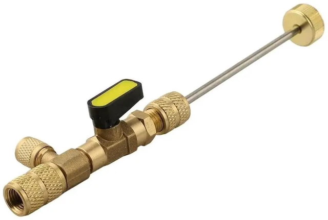 Main image of AJMRTC Valve Core Remover Installer Tool Set for HVAC AC System R410A R22, 1/4" & 5/16" Port Disassembly Kit with 10 Valve Caps and 2PCS 20Pack Replacement Valve Cores
