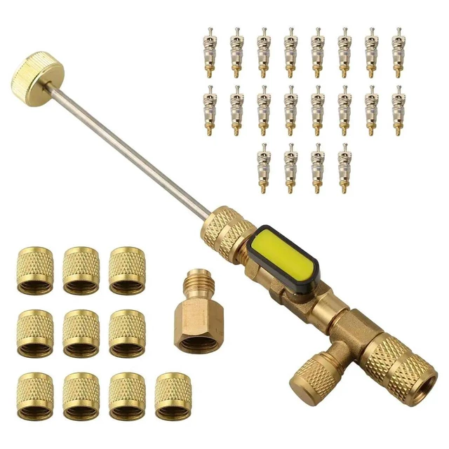 Alt view image 2 of 3 - AJMRTC Valve Core Remover Installer Tool Set for HVAC AC System R410A R22, 1/4" & 5/16" Port Disassembly Kit with 10 Valve Caps and 2PCS 20Pack Replacement Valve Cores