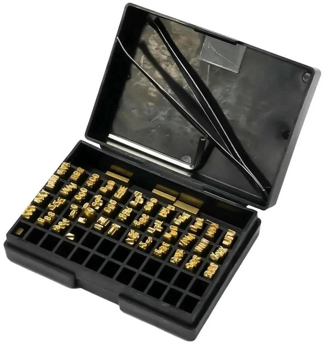 Alt view image 3 of 3 - AJMRTC 120Pcs Hot Stamp Copper Coding Machine Word Grain, 2*3*15cm Thermal Ribbon Printing Font Set, Replacement Copper Letters for Electric Ribbon Coding Machine Marking Work
