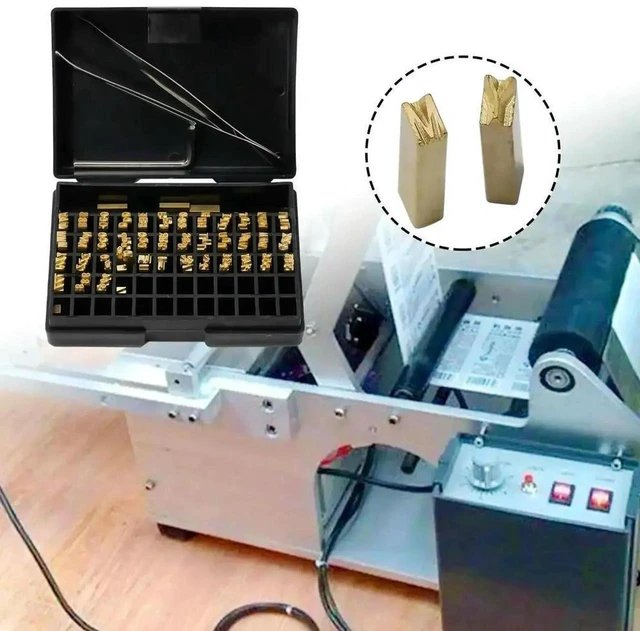 Alt view image 2 of 3 - AJMRTC 120Pcs Hot Stamp Copper Coding Machine Word Grain, 2*3*15cm Thermal Ribbon Printing Font Set, Replacement Copper Letters for Electric Ribbon Coding Machine Marking Work
