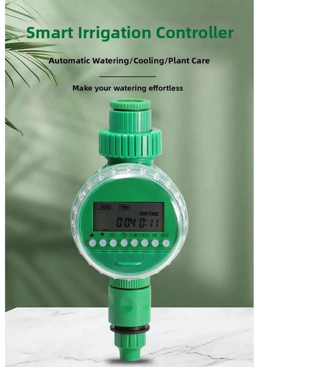Alt view image 2 of 3 - AJMRTC Green Plastic Irrigation Controller with LCD Display & QuickConnect Fittings, Automatic Water Timer for Lawn, Yard & Balcony Garden, HassleFree Setup Outdoor Watering System Control Device