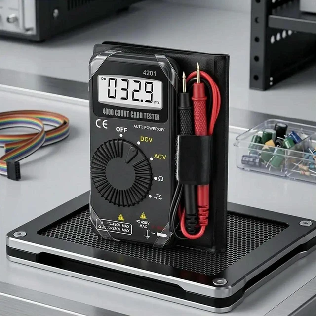 Alt view image 3 of 3 - AJMRTC 4201 Pocket AutoRanging Digital Multimeter, 4000 Counts LCD MultiMeter, Measures AC DC Voltage & Resistance, Compact Portable Test Tool for Household DIY Electrical Troubleshooting