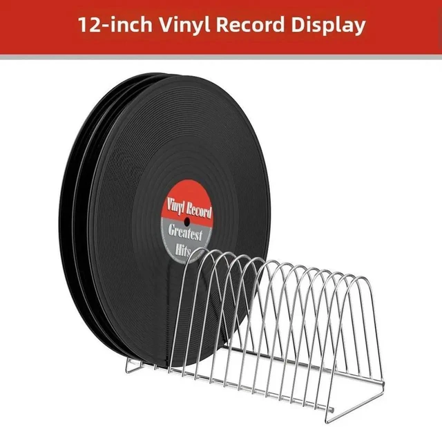 Alt view image 3 of 3 - AJMRTC Stainless Steel Vinyl Record Holder, MultiSlot Display Stand for 7 Inch & 12 Inch LP Albums, Desktop Vinyl Record Storage Rack for Home Office Decor and Record Collection Display